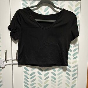 Cropped black V-neck